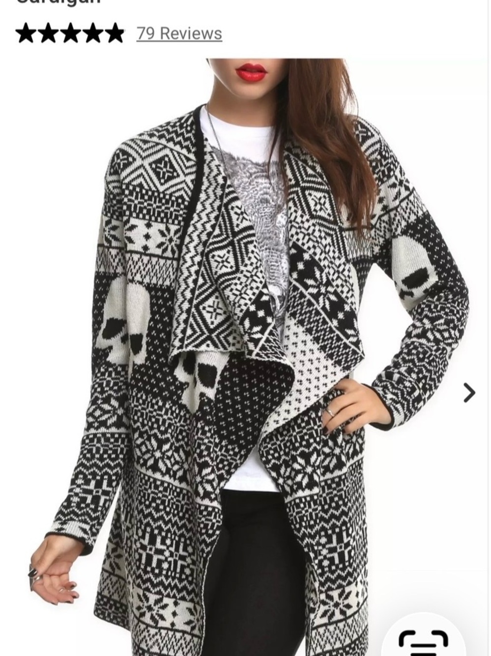 Iron Fist Black and White Skull Pattern Open-Front Cardigan